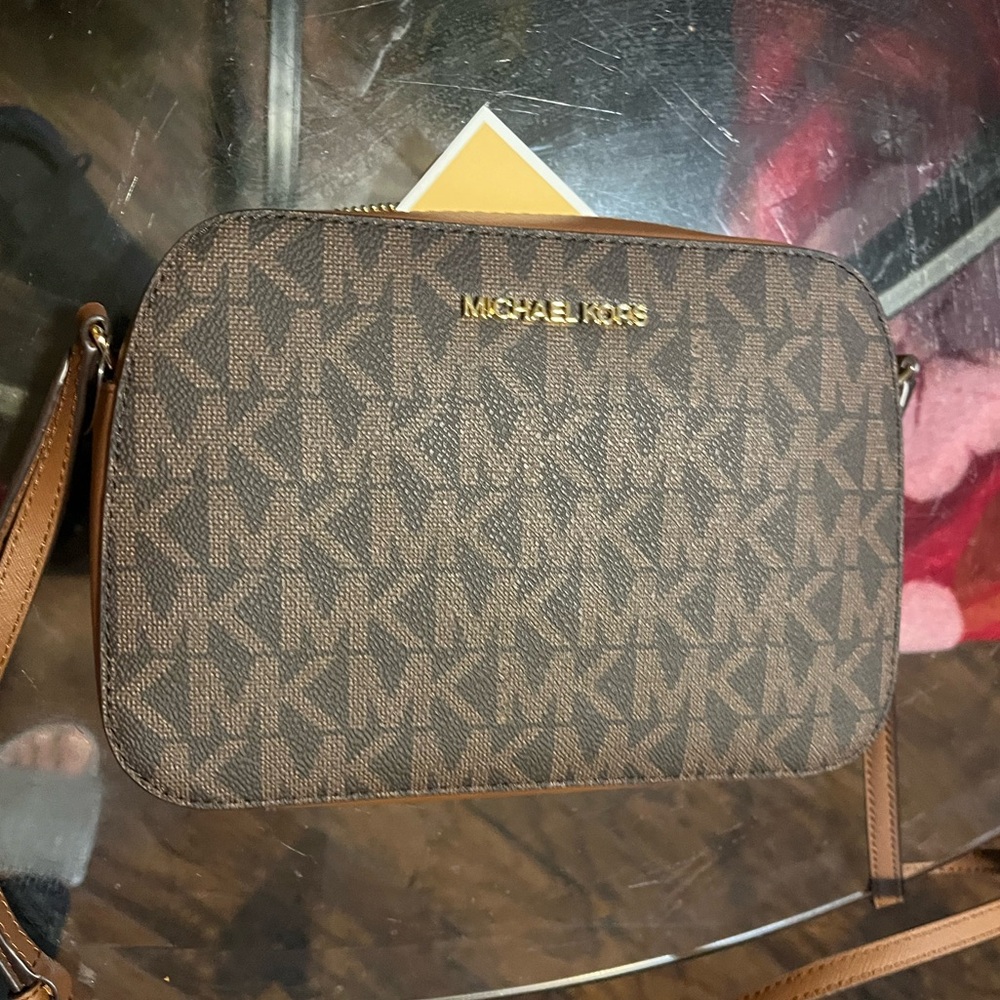 Michael Kors Brown new. Logo Print Crossbody